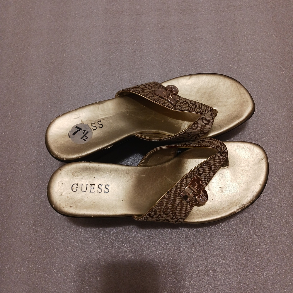 Guess Women's Sandals with Gold and Brown Accents